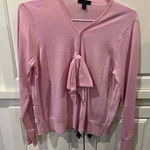 J. Crew Merino Wool Bow Accent Pink Lightweight Sweater